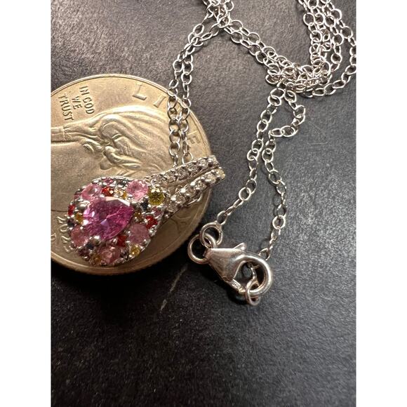 NEW purple multi sapphire sterling silver pendant and chain - Picture 4 of 15